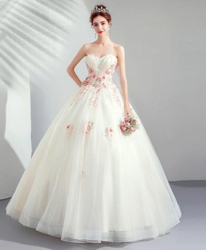 white wedding dress with pink-954-04