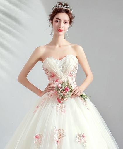 white wedding dress with pink-954-06