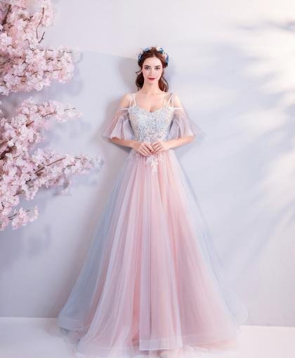 Spaghetti Strap pink dress 963-05