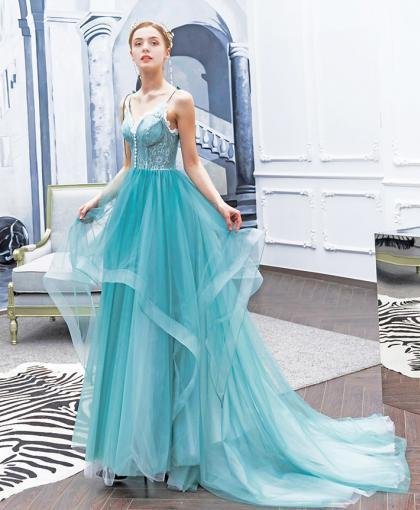 Spaghetti Strap prom dress 960-04