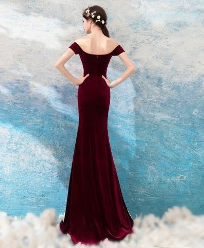 Burgundy mermaid dress 973-02