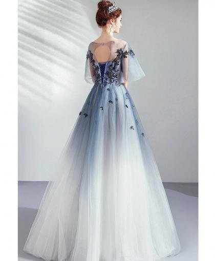 blue and white prom dress 971-05