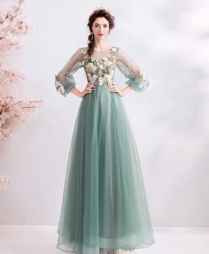 long sleeve prom dress cheap 969-09