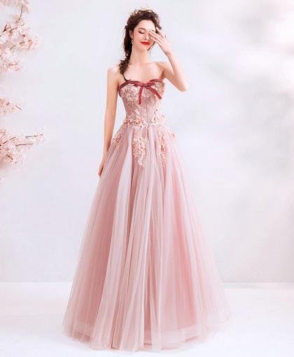 pink strapless prom dress 970-06