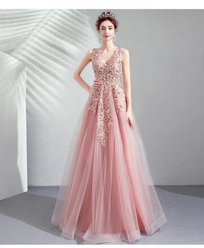 v neck long dress 974-08