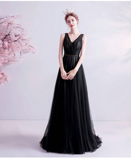 black long evening dress 993-04
