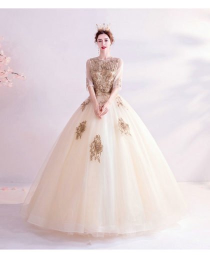 half sleeve ball gown 991-04