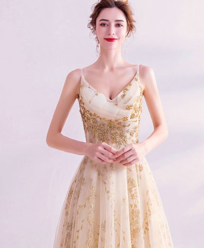 gold formal dress 1019-004