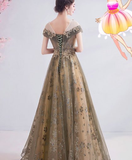 gold lace prom dress 1008-06