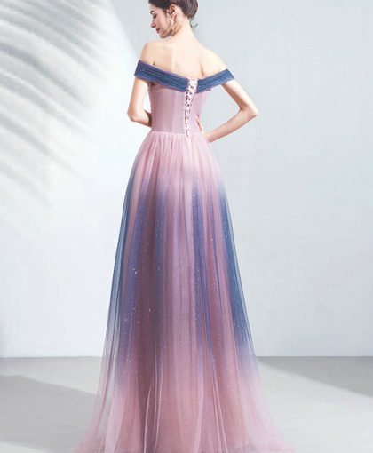 pink and blue prom dress 1018-002