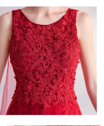 simple red wedding dress 1015-006