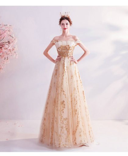 champagne gold prom dress 1032-002