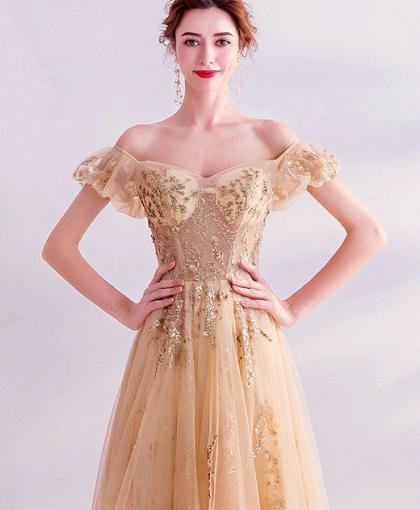 gold sparkle prom dress 1051-006
