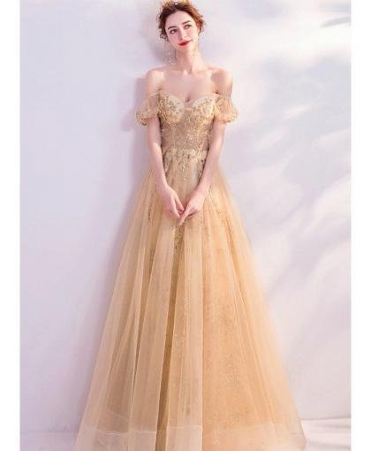 gold sparkle prom dress 1051-007