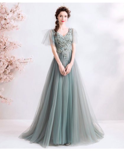 grey long dress 1030-003