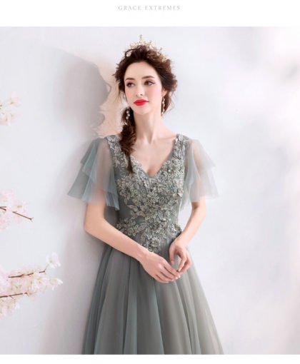 grey long dress 1030-005