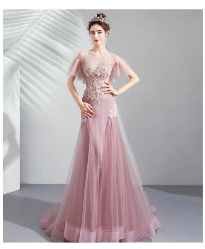 pink mermaid prom dress 1026-006