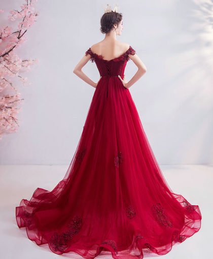 red off the shoulder dress 1033-005