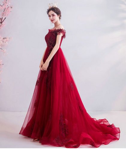 red off the shoulder dress 1033-006