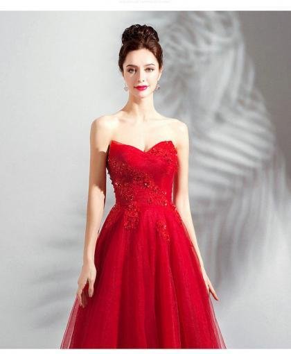 strapless red ball gown 1040-004