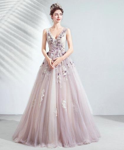 v neck ball gown 1049-001