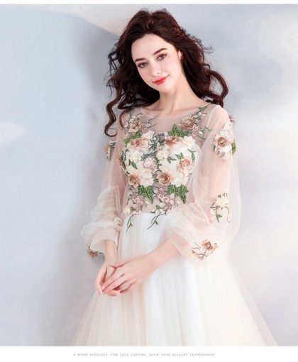 wedding dress with flowers 1029-004