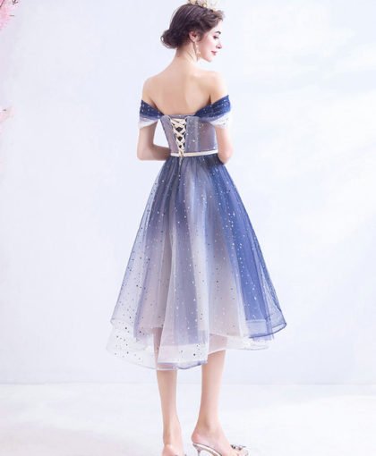 white and blue cocktail dress 1028-007