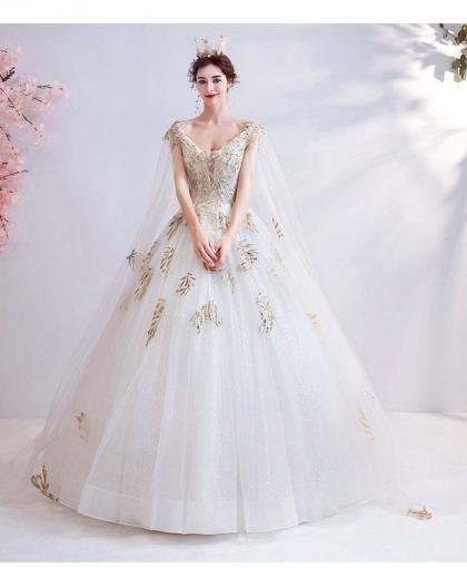 white and gold wedding dress 1046-002