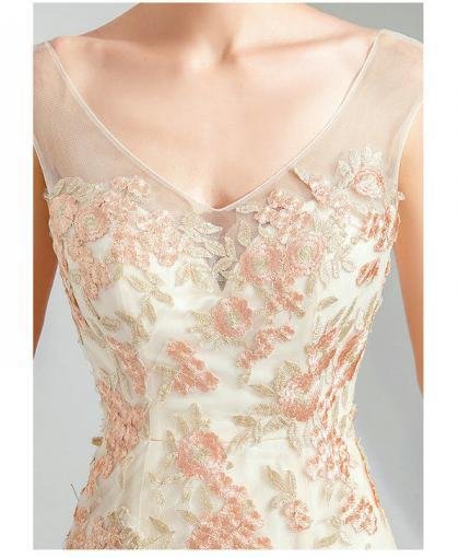 mermaid v neck wedding dress 1052-002