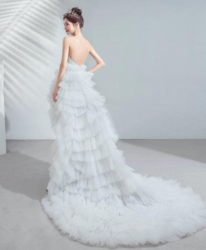 strapless high low wedding dress 1055-006