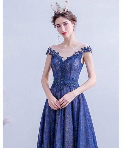 blue lace prom dress 1081-003