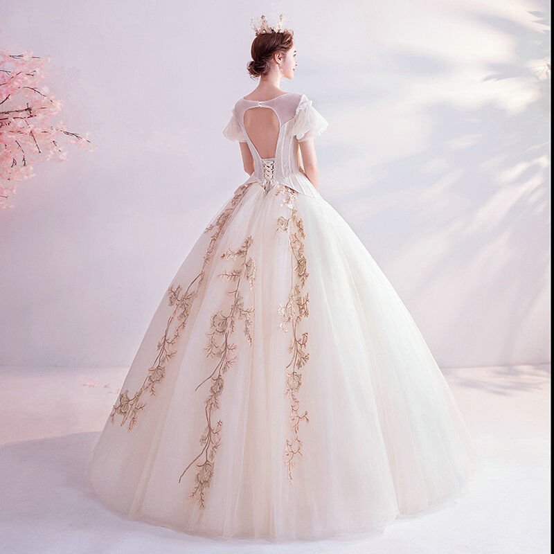 White and rose outlet gold wedding dress