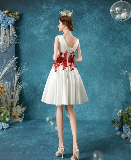red and white cocktail dress 1074-002
