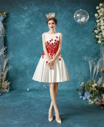 red and white cocktail dress 1074-005