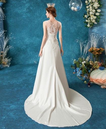 satin a line wedding dress 1077-006