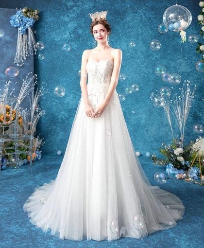 strapless a line wedding dress 1079-008