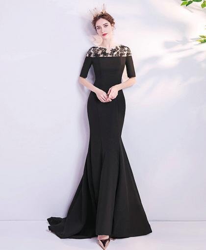 black mermaid prom dress 1120-003