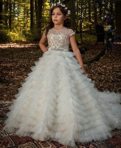 flower girl dress with train 1107-003