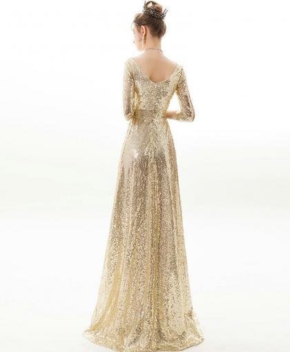gold sequin prom dress 1173-002