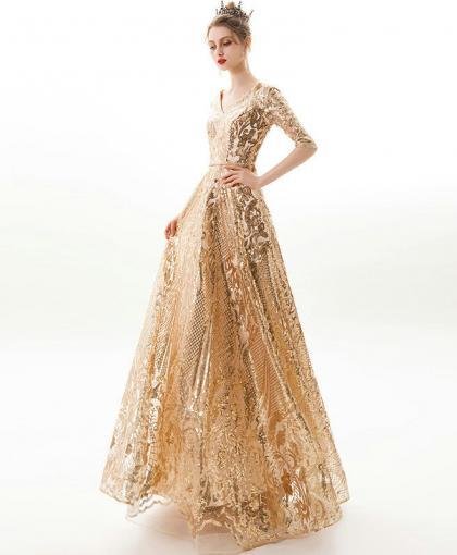 sparkly gold prom dress 1164-005