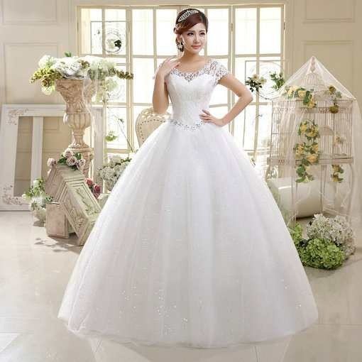 short sleeve ball gown wedding dress