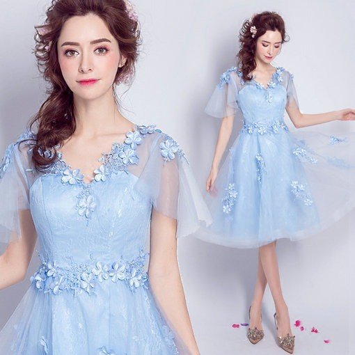 Short Blue Cocktail Dress Lace Prom Dress - Cheap Prom Dress,Evening ...