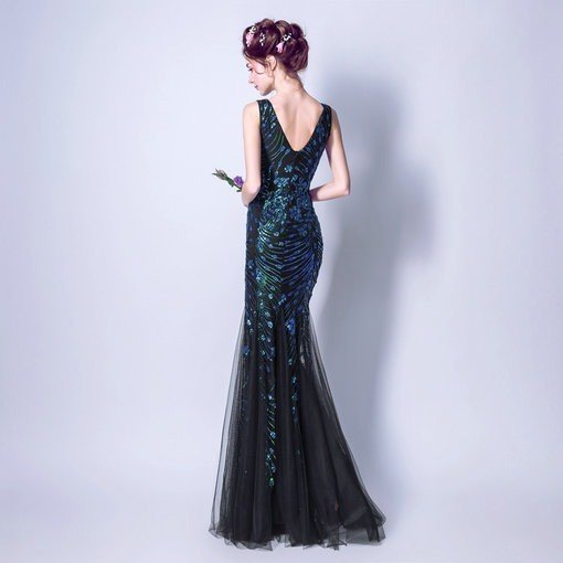 Formal dresses V-neck Blue Evening Gown online - Cheap Prom Dress ...