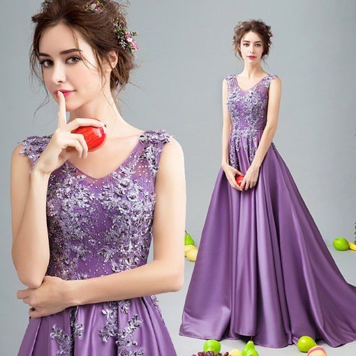 purple long gown