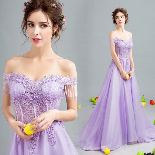 Prom Dress Purple With Train - Cheap Prom Dress,Evening Dress & Wedding ...