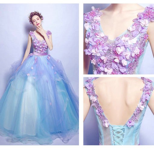 pink and blue quinceanera dresses