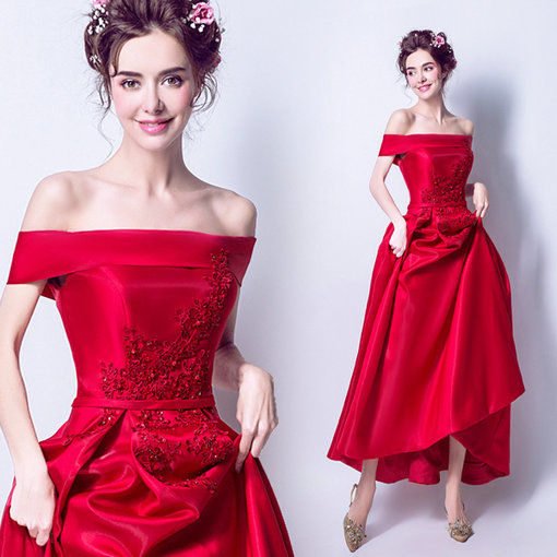 Formal Red Evening Gown For Wedding Bridal Dress For Sale