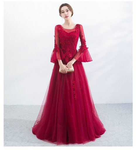 Red Aline Long Evening Dress On Line - Cheap Prom Dress,Evening Dress ...