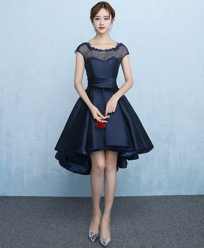 blue off shoulder cocktail dress