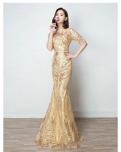 Gold Evening Gown Mermaid Evening Prom 